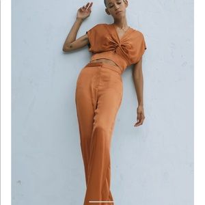 Matching Zara crop top & pants set. Brand new, never worn. Top NWT. Copper color